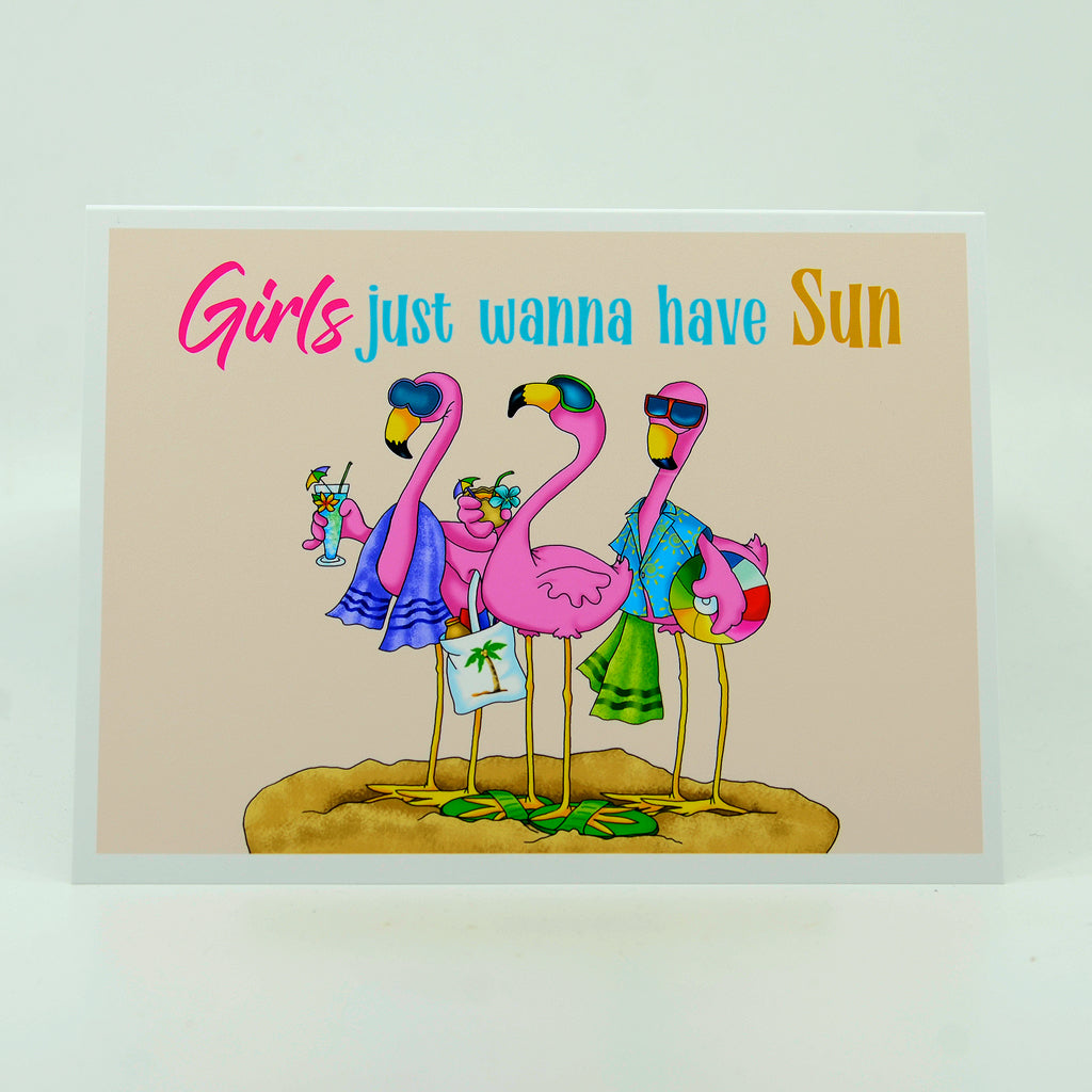 Flamingo Girls Sun Notecard – Funky Flamingo Gift Shop