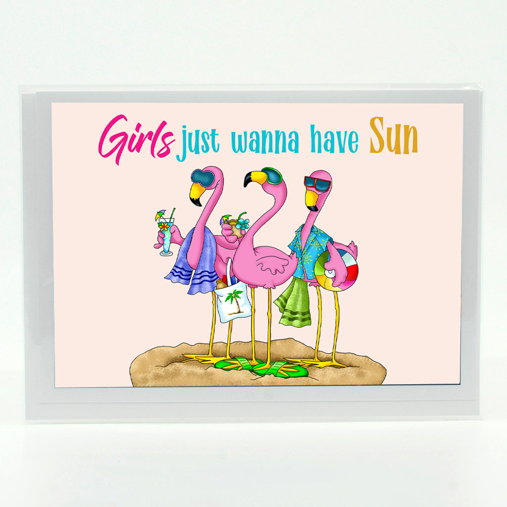 Trio Flamingo Notecard