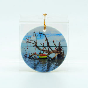 2024 Limited Edition Porcelain Ornament of a driftwood in the Mosquito Lagoon, New Smyrna Beach, Florida