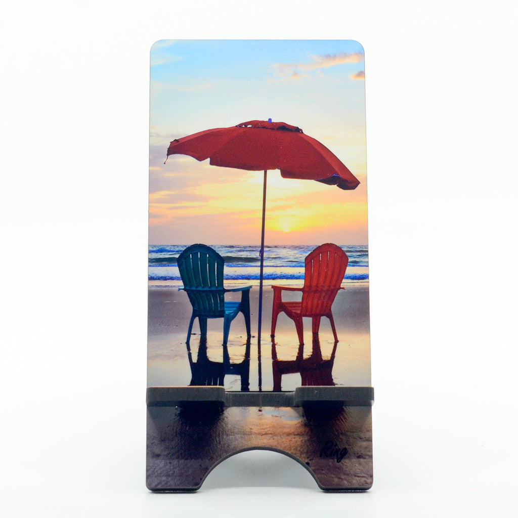 2 Chairs with Umbrella Phone Stand