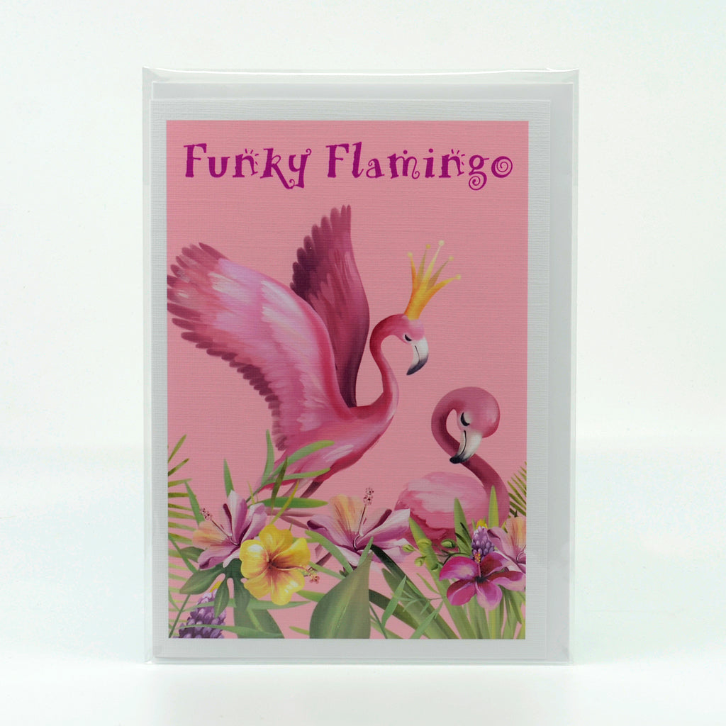 Funky Flamingo 5"x7" greeting card