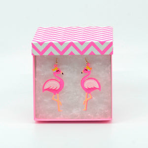 Pink Glitter Flamingo Earrings