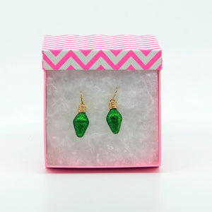 Green Christmas Light Earrings