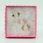 Set of 3 flamingo stud earrings