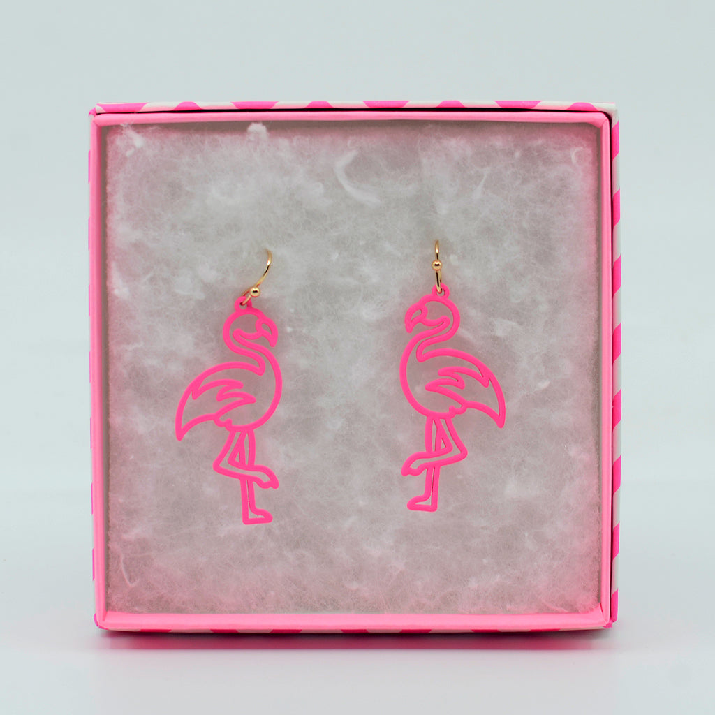 Pink Flamingo Cutout Earrings