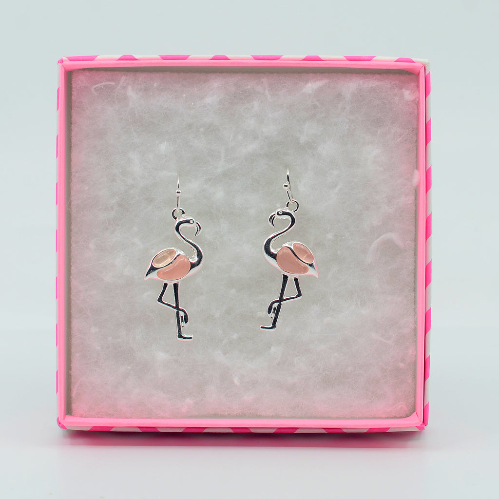 Pink Flamingo Glitter Earrings