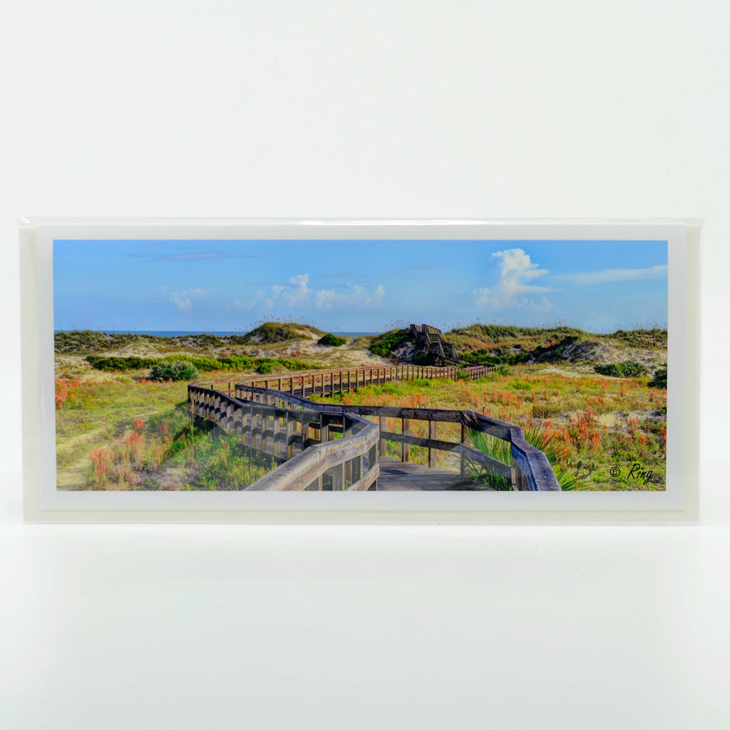 A Boardwalk to the Beach photograph on a glossy greeting card
