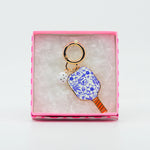 Pickleball Bag Charm-Blue Floral