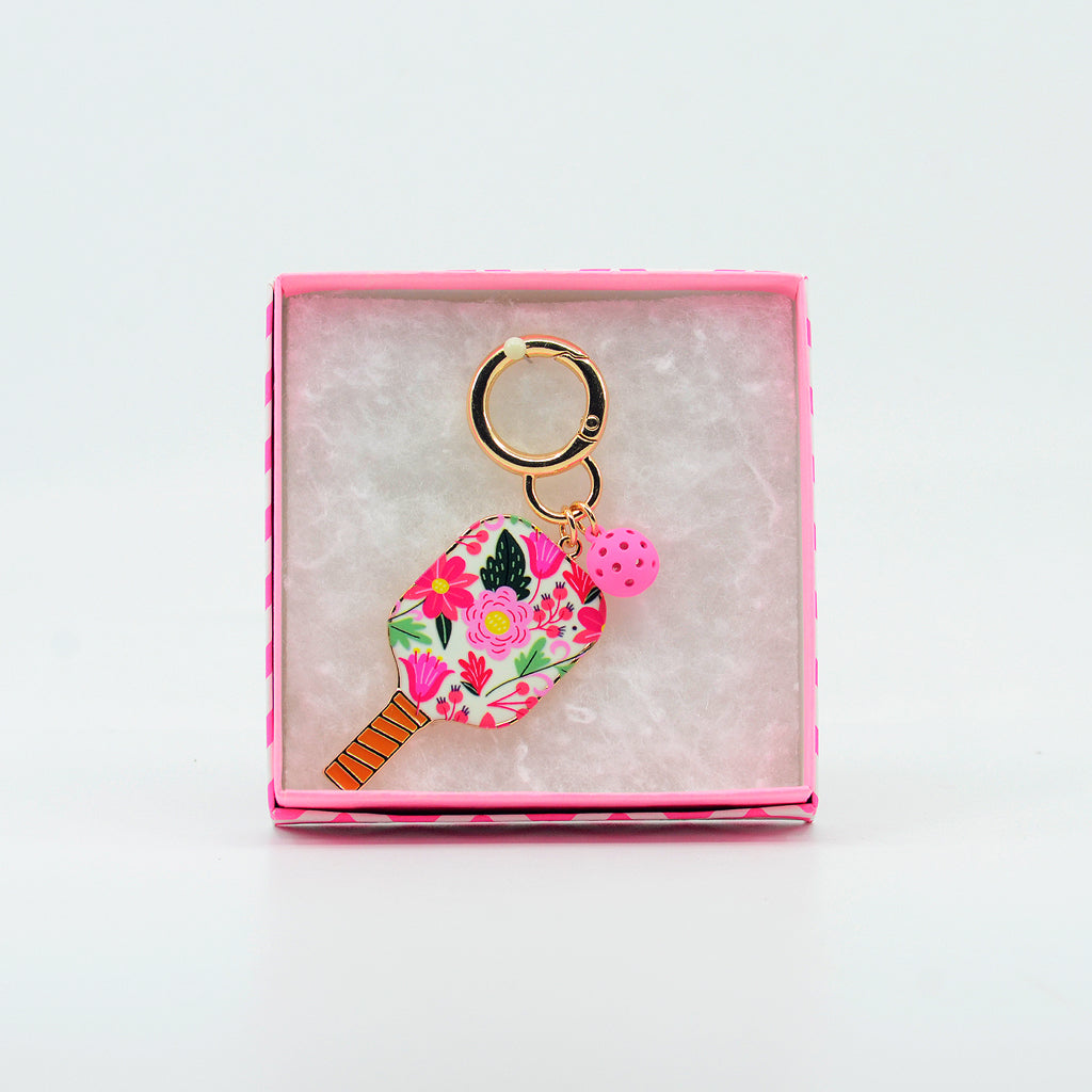 Pickleball Bag Charm-Pink Floral