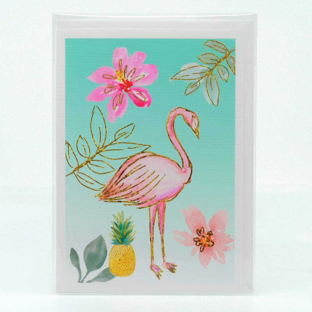Flamingo Pineapple 5"x7" greeting card