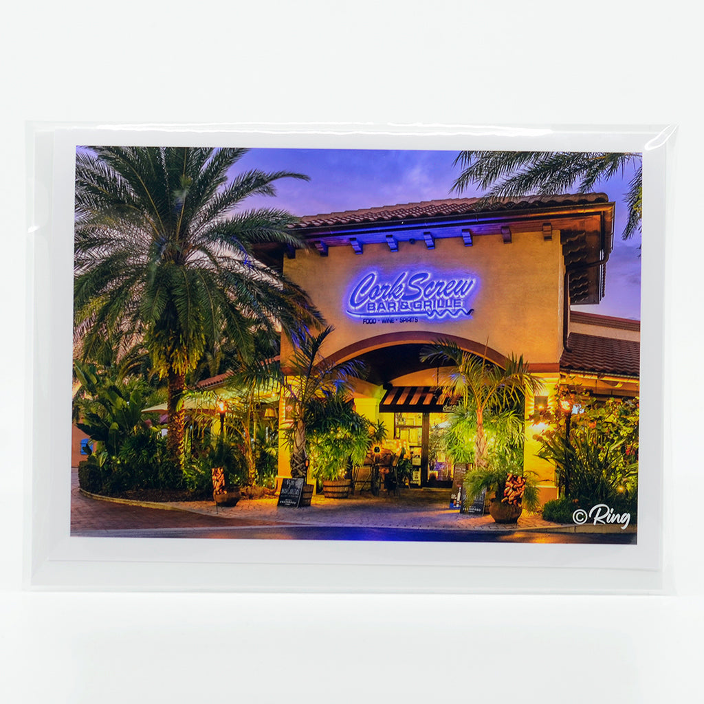 Corkscrew  Restaurant in New Smyrna Beach Florida Glossy photographic notecard
