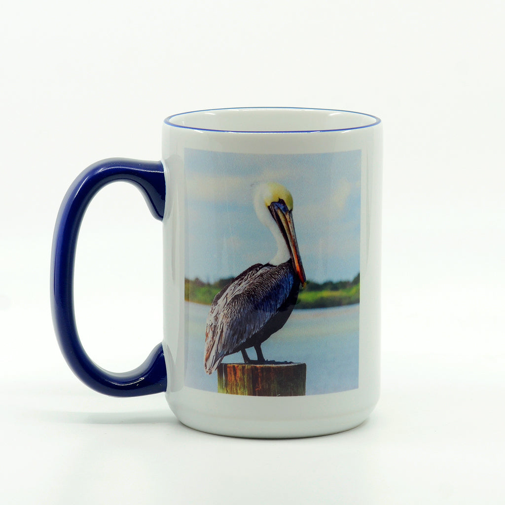 Brown Pelican Photograph on a ceramic coffee mug