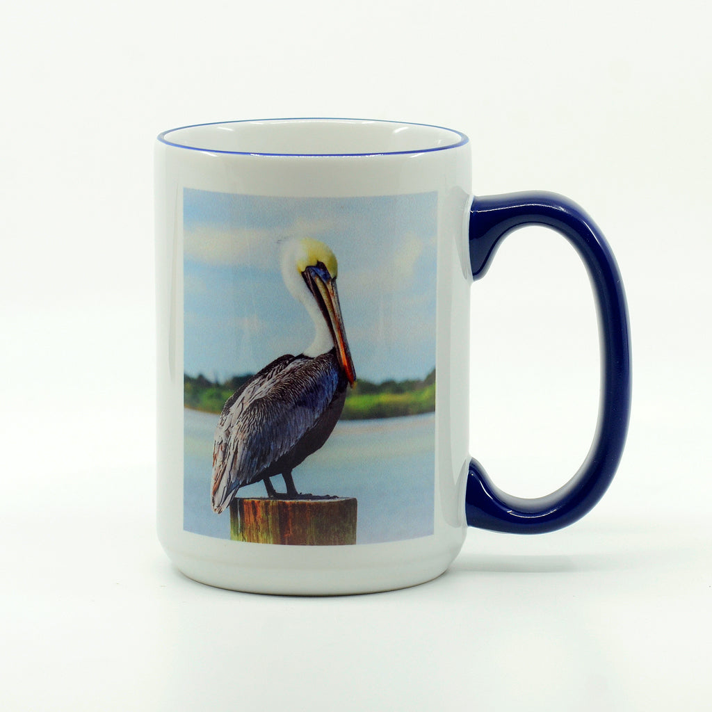 Brown Pelican Photograph on a ceramic coffee mug