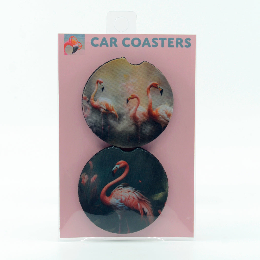 Flamingo rubber car coasters