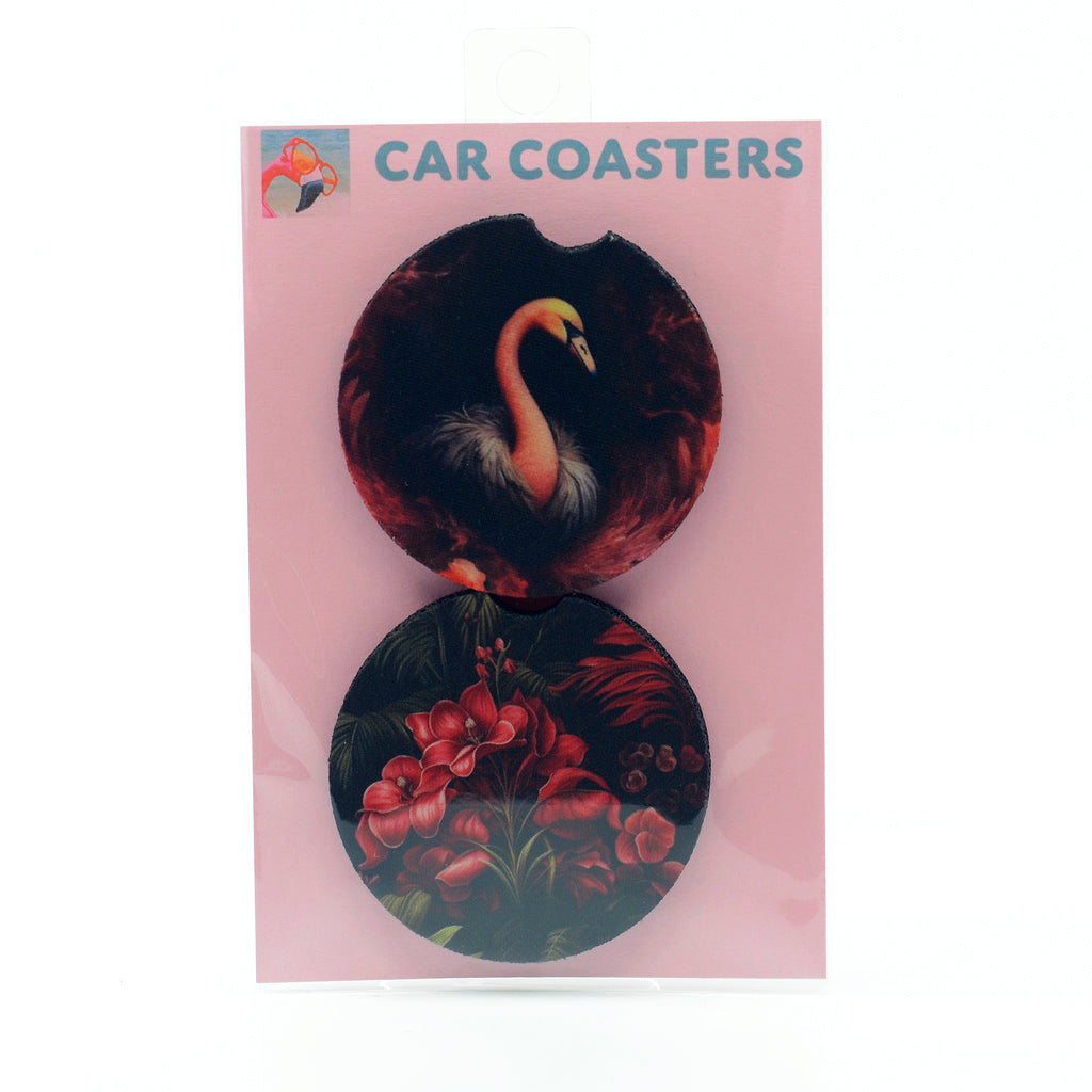 Flamingo rubber car coasters