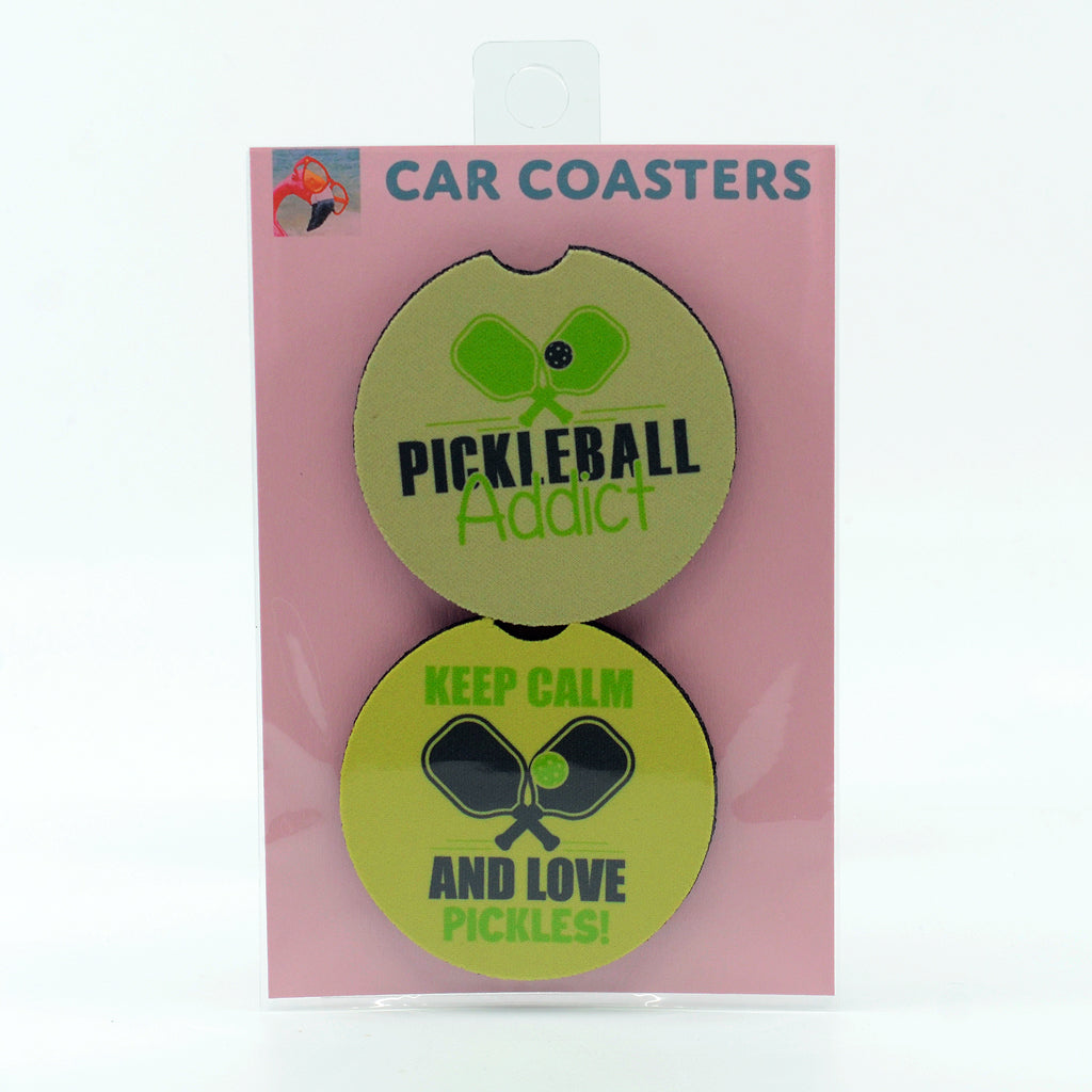 Pickleball Addict rubber car coasters set of 2