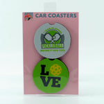 Pickleball Love rubber car coasters