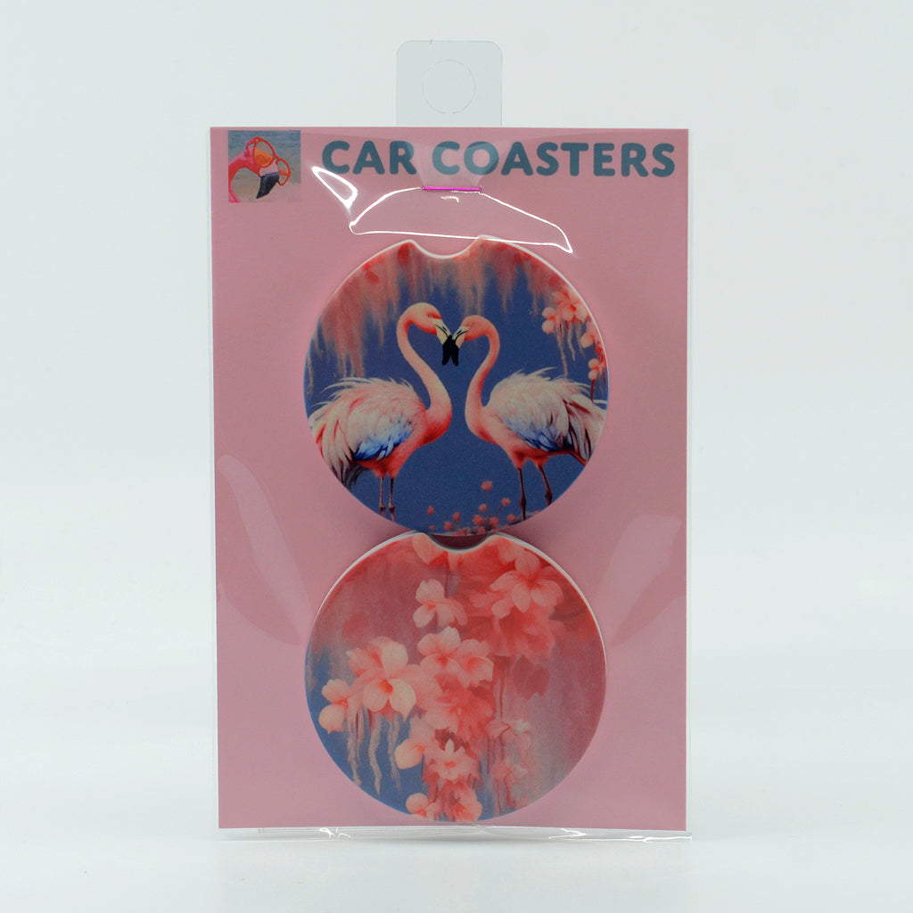 Flamingo rubber car coasters