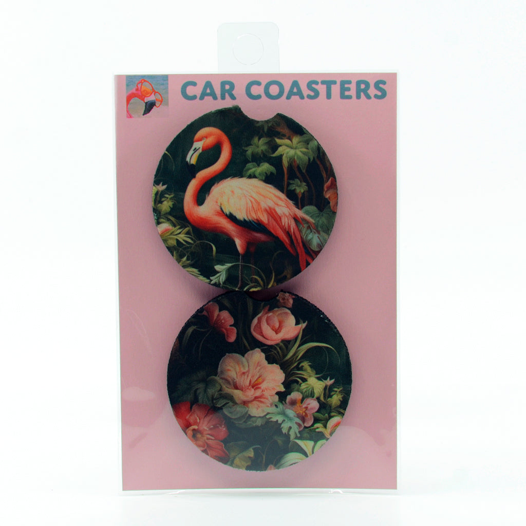 Flamingo rubber car coasters