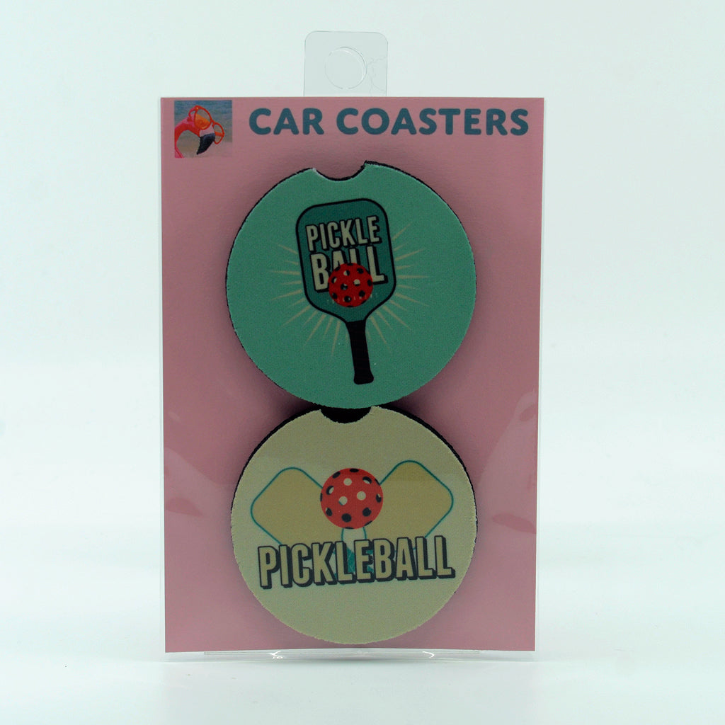 Pickleball rubber car coasters set of 2
