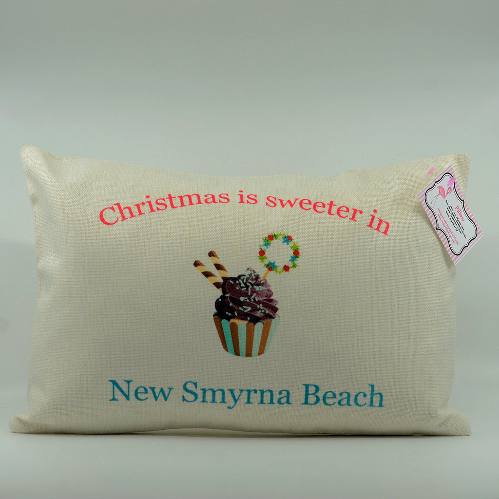 Christmas is sweeter in New Smyrna Beach 12"x18" pillow