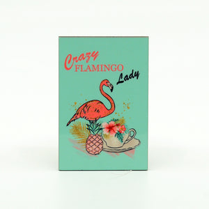 Crazy Flamingo Lady rectangle magnet