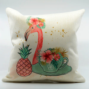Crazy Flamingo Lady Pillow