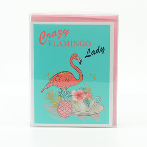 Crazy Flamingo Lady small notecard set of 5