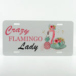 Crazy Flamingo Lady car license plate