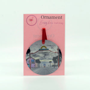 Flagler Avenue beach entrance photography on an aluminum ornament