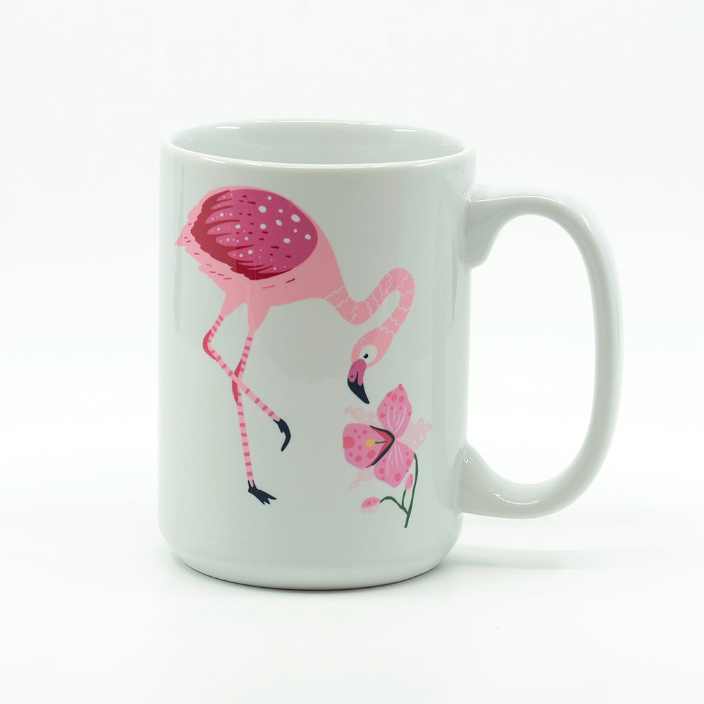 Flamazing Flamingo Artwork 15 ounce ceramic coffee mug