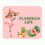 Flamingo Life graphics on a rectangle rubber mouse pad