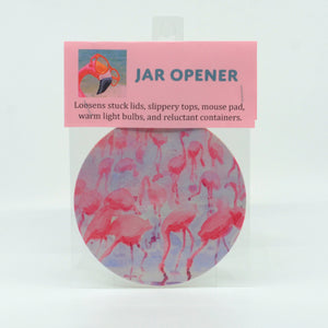 Flock of Flamingos round rubber jar opener