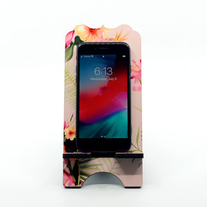 Flamingo Girl on a large phone stand with benelux top