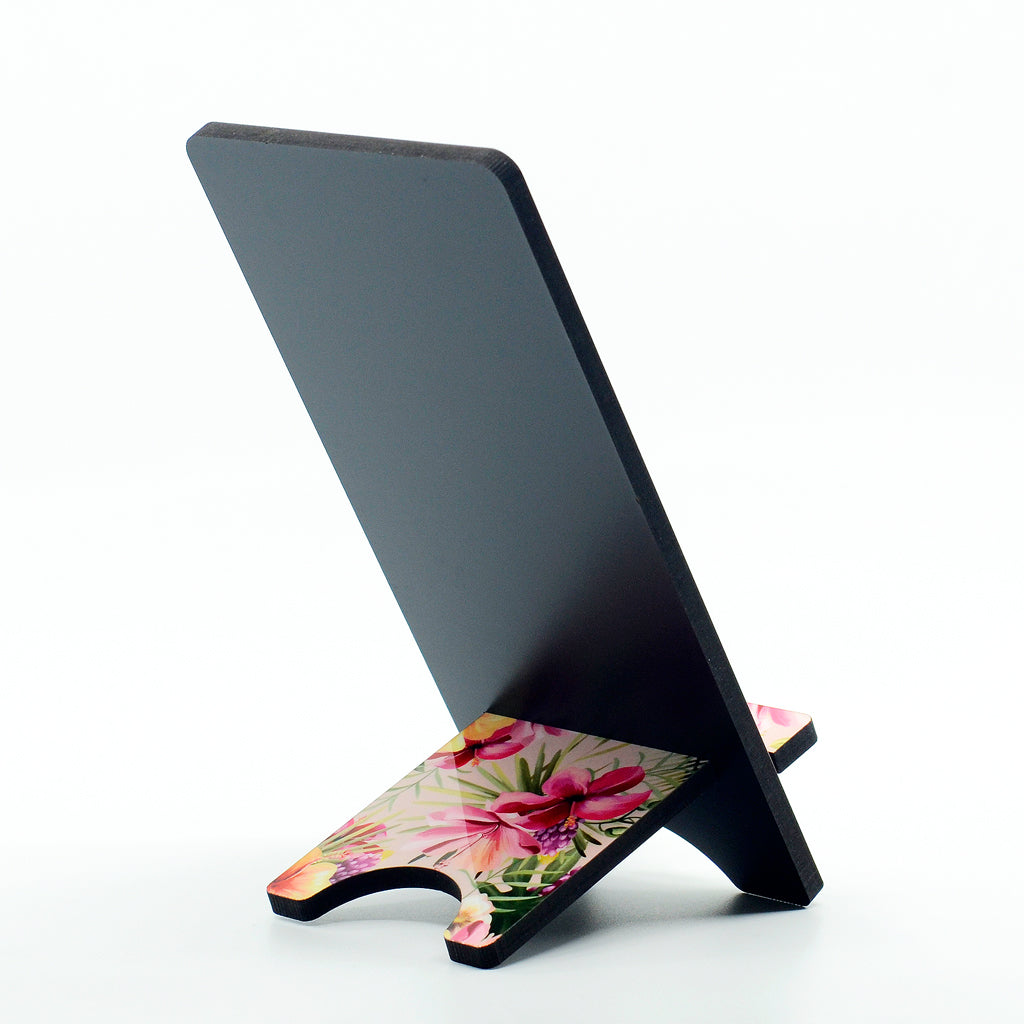 flamingo graphics on phone stand