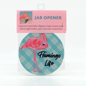 Flamingo Life Plaid 5" Rubber Jar Opener