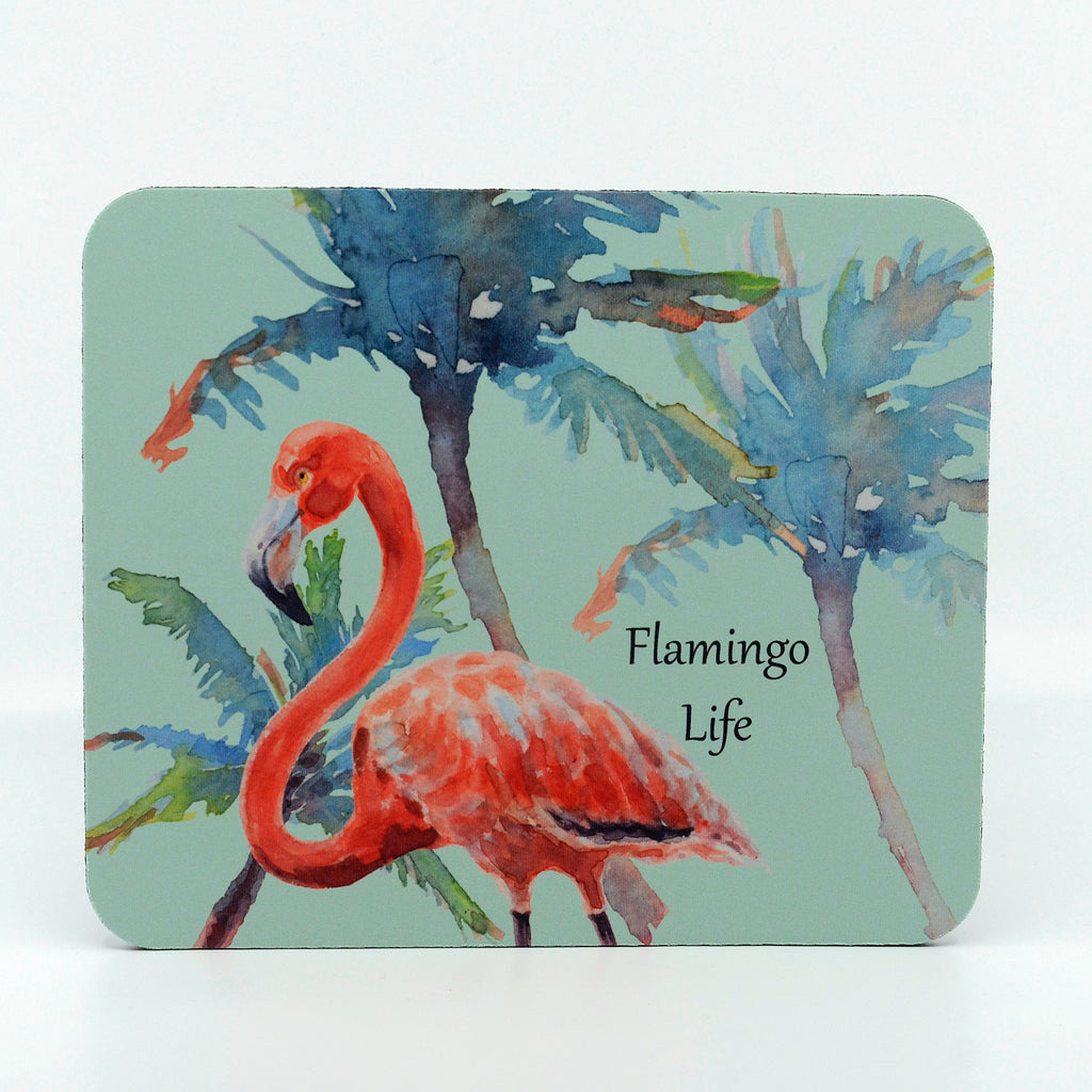 Flamingo Life on a rectangle rubber mouse pad