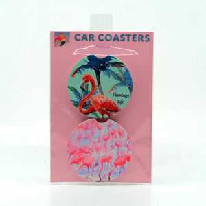 Flamingo rubber car coasters