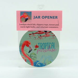 Flamingo Tropical Paradise round rubber jar opener