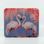 Fluffy Flamingos on a rectangle rubber mouse pad