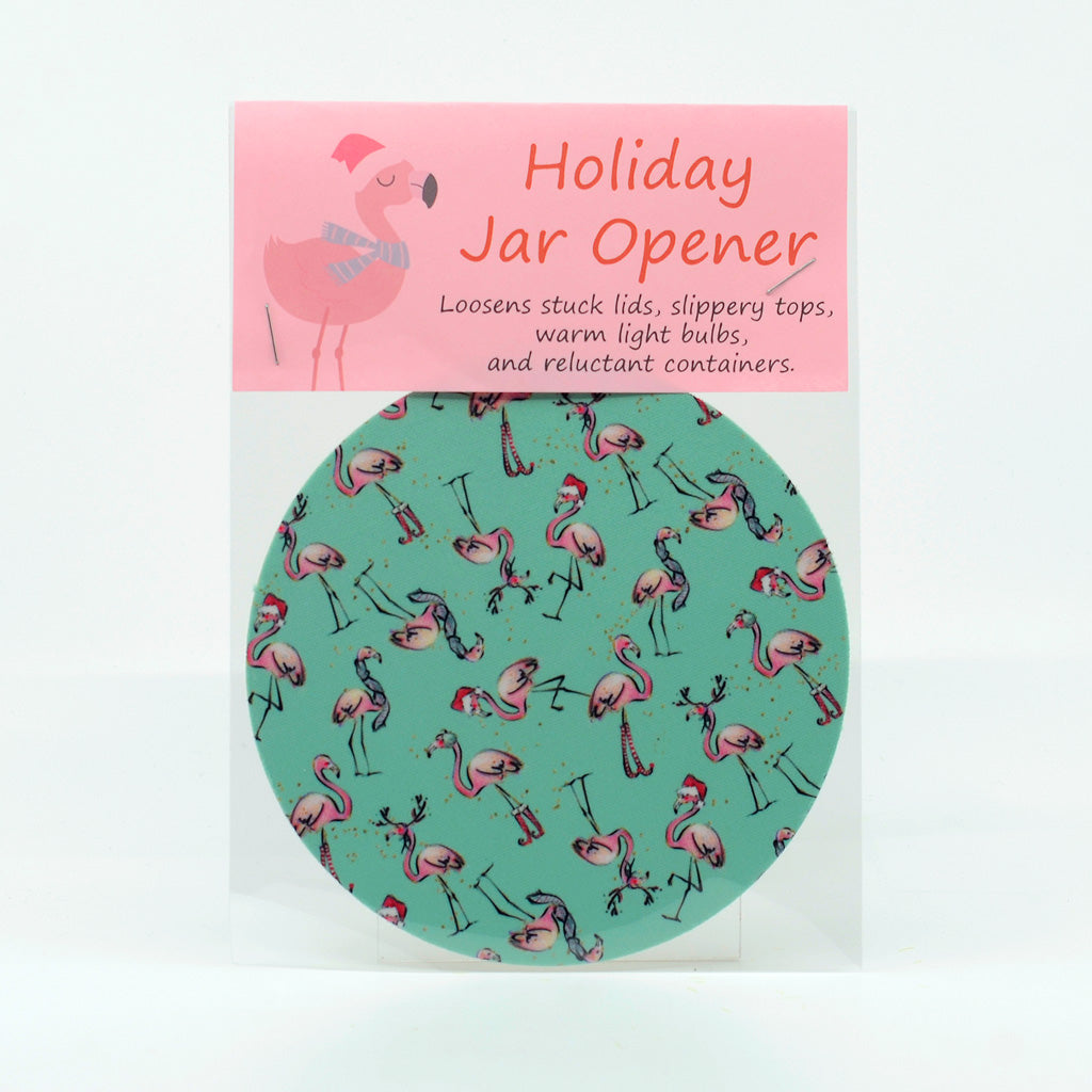 Flamingo Santa Christmas 5" rubber jar opener