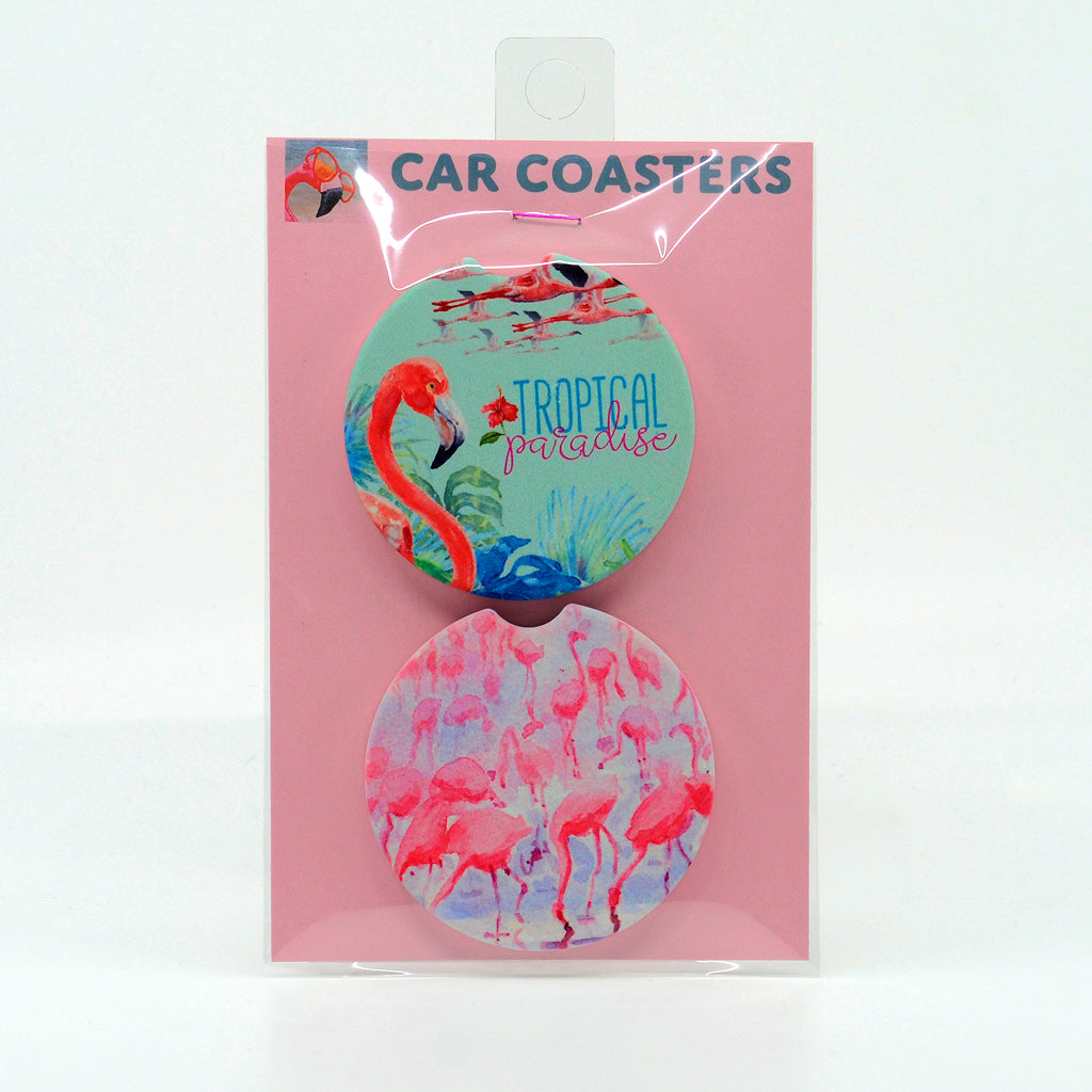 Flamingo rubber car coasters