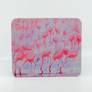 Flock of Flamingos on a rectangle rubber mouse pad
