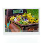 An Old Chevy Truck with Flowers in Truck Bed Photograph Notecard