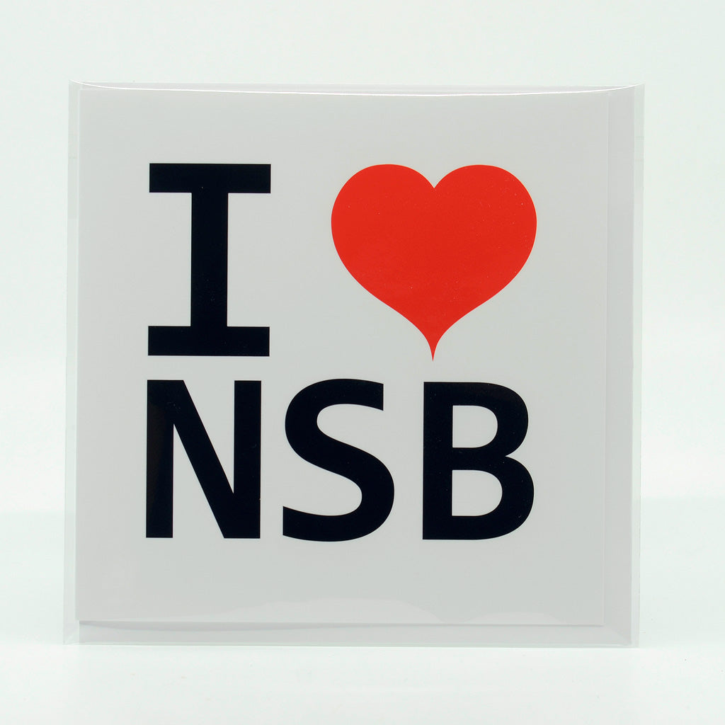 I love NSB (New Smyrna Beach) graphic square greeting card