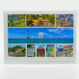 Images of landmarks in Islamorada Florida on a greeting card