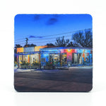 Island Roaster Coffee Shop in New Smyrna Beach Florida on a Square Rubber Home Coaster
