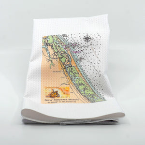 New Smyrna Beach Nautical Chart Waffle Towel