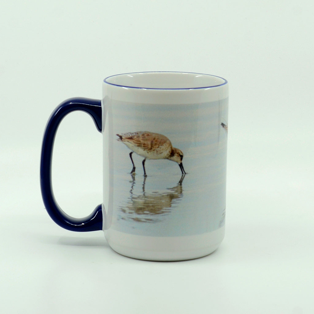 White Rump Sandpipers photograph on a ceramic coffee mug 15 ounces