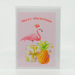 Santa Flamingo Pineapple Christmas 5"x7" greeting card